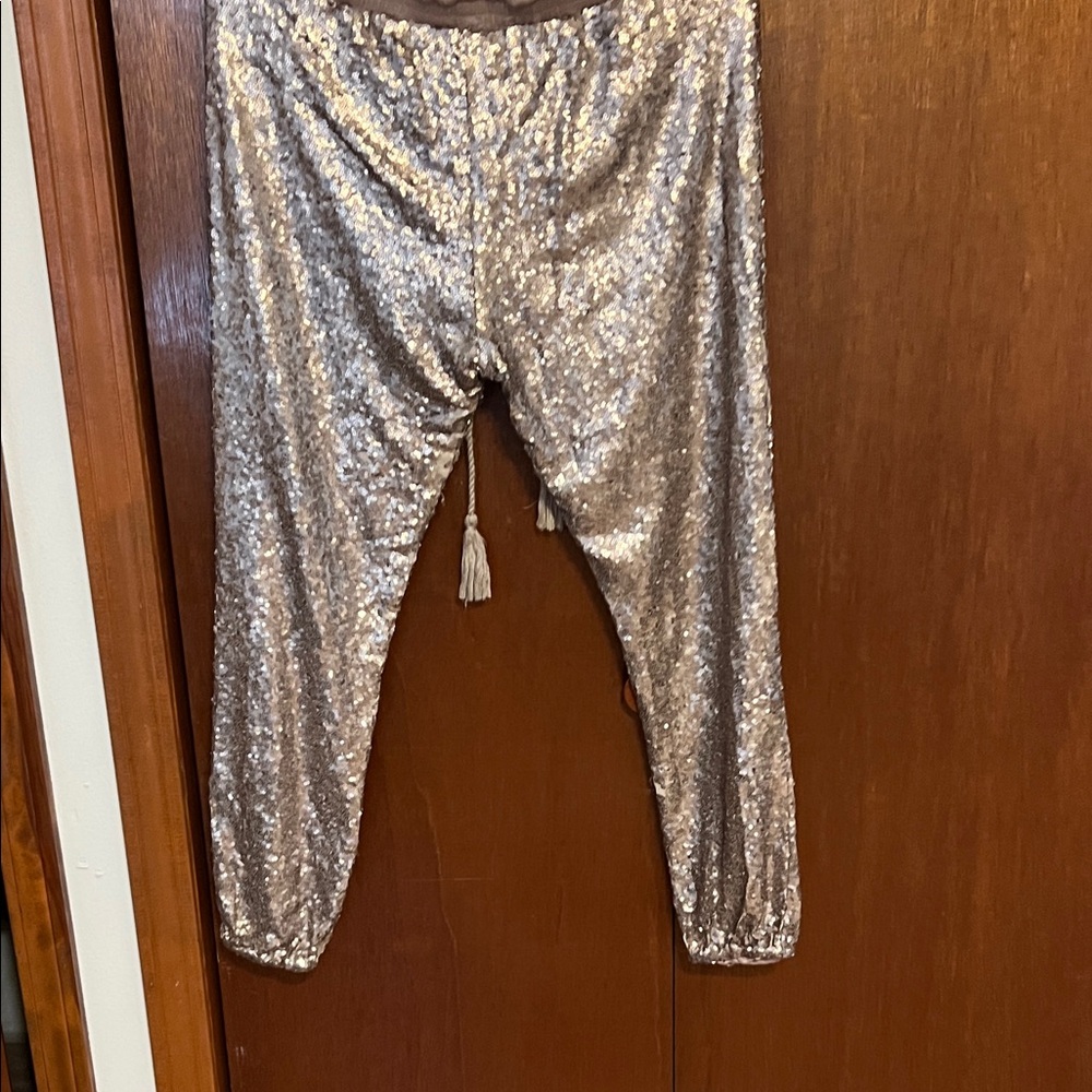Source Unknown Women's Silver Sequin Cropped Pants - image 2